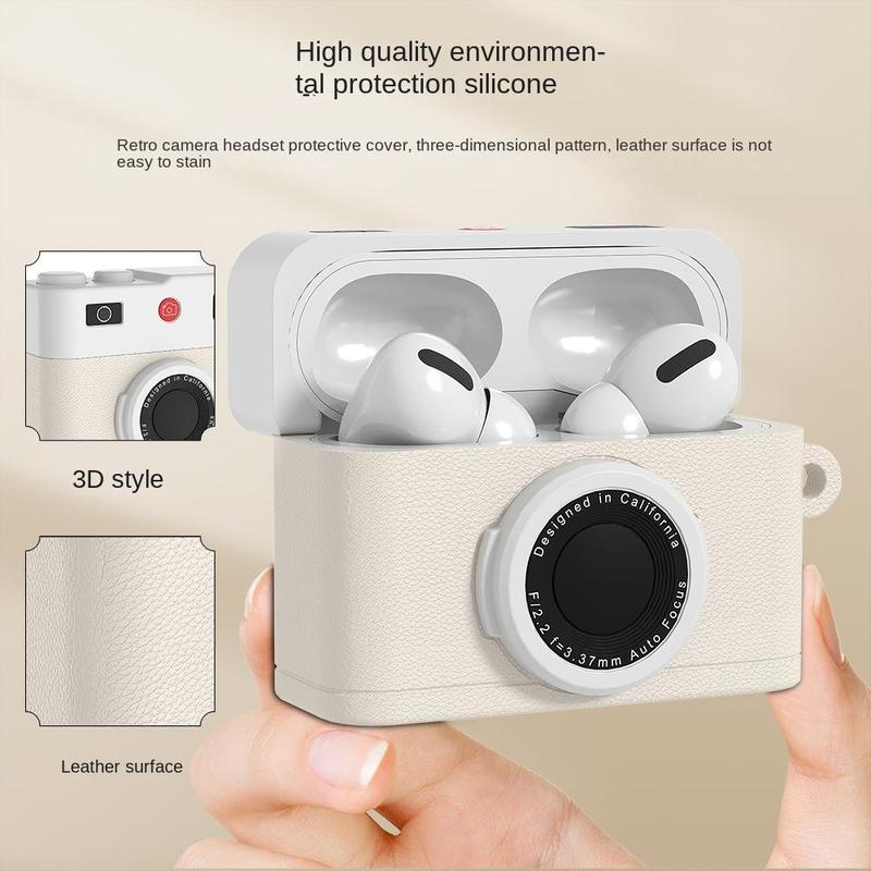 Cute Camera Design Silicone Earphone Case, Earphone Protective Cover, Earphone Protector Cover Compatible with AirPods