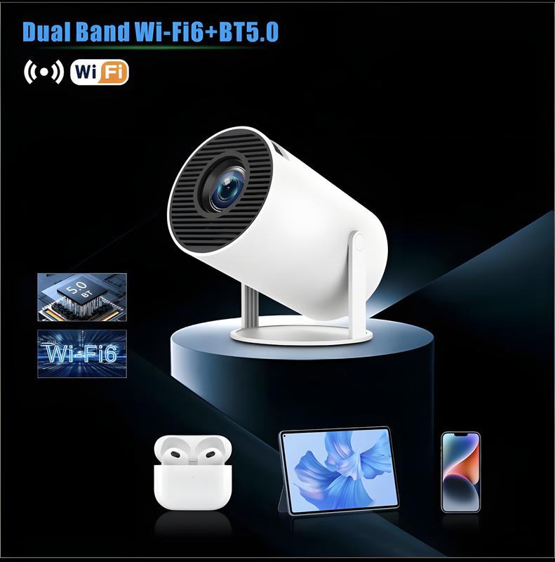 HAOYE HY300 Smart Mini Portable Projector,5G WiFi Bluetooth 4K UHD Supported,Multifunctional Projector for Home&Outdoor theater with Android 11 system Audio