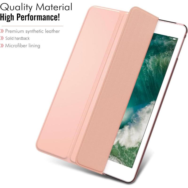 Case Fit 2018 2017 IPad 9.7 5th   6th Generation - Slim Lightweight Shell Stand Cover with Translucent Frosted Back Protector Fit  IPad 9.7 Inch 2018 2017, Rose Gold(Auto Wake Sleep) Computer Tablet Computer Tablet