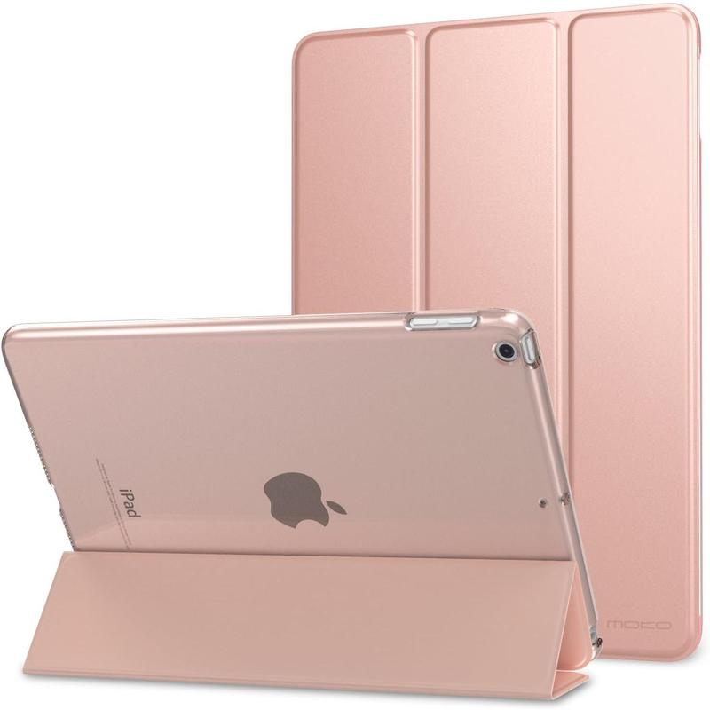 Case Fit 2018 2017 IPad 9.7 5th   6th Generation - Slim Lightweight Shell Stand Cover with Translucent Frosted Back Protector Fit  IPad 9.7 Inch 2018 2017, Rose Gold(Auto Wake Sleep) Computer Tablet Computer Tablet