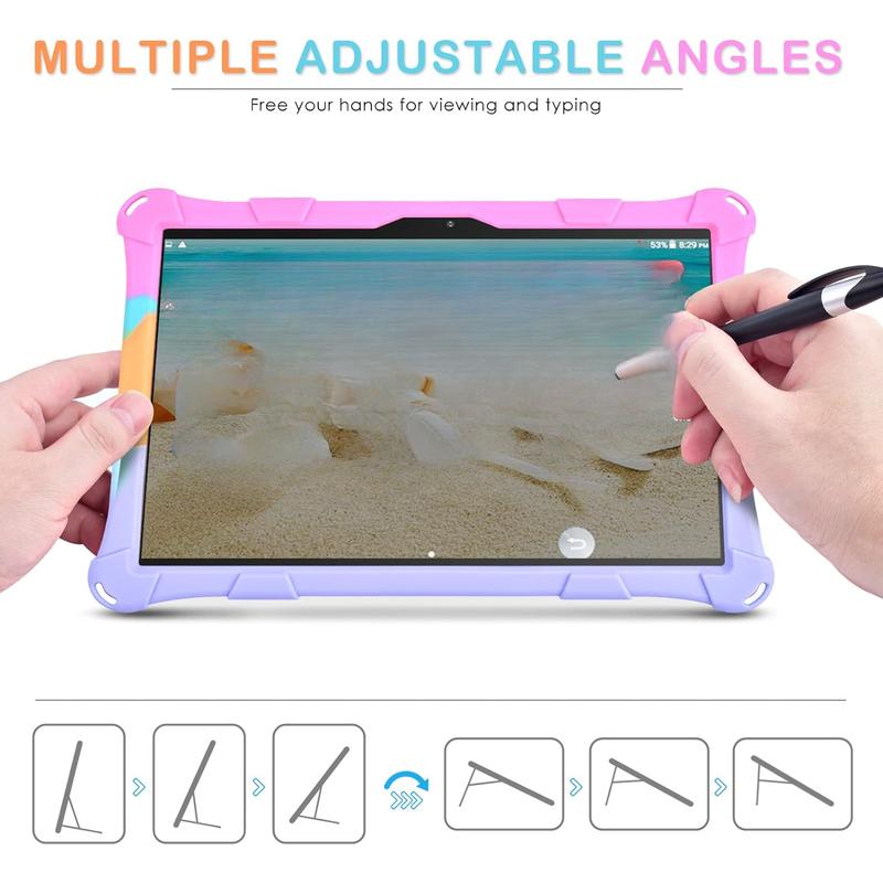 Silicone Case Compatible with Dragon Touch Notepad , 10 Inch Universal Tablet Case, Multi-Angle Protective Cover for 10 Inch, Rainbow Accessories Computer