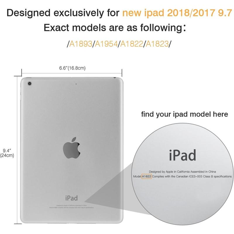 Case Fit 2018 2017 IPad 9.7 5th   6th Generation - Slim Lightweight Shell Stand Cover with Translucent Frosted Back Protector Fit  IPad 9.7 Inch 2018 2017, Rose Gold(Auto Wake Sleep) Computer Tablet Computer Tablet