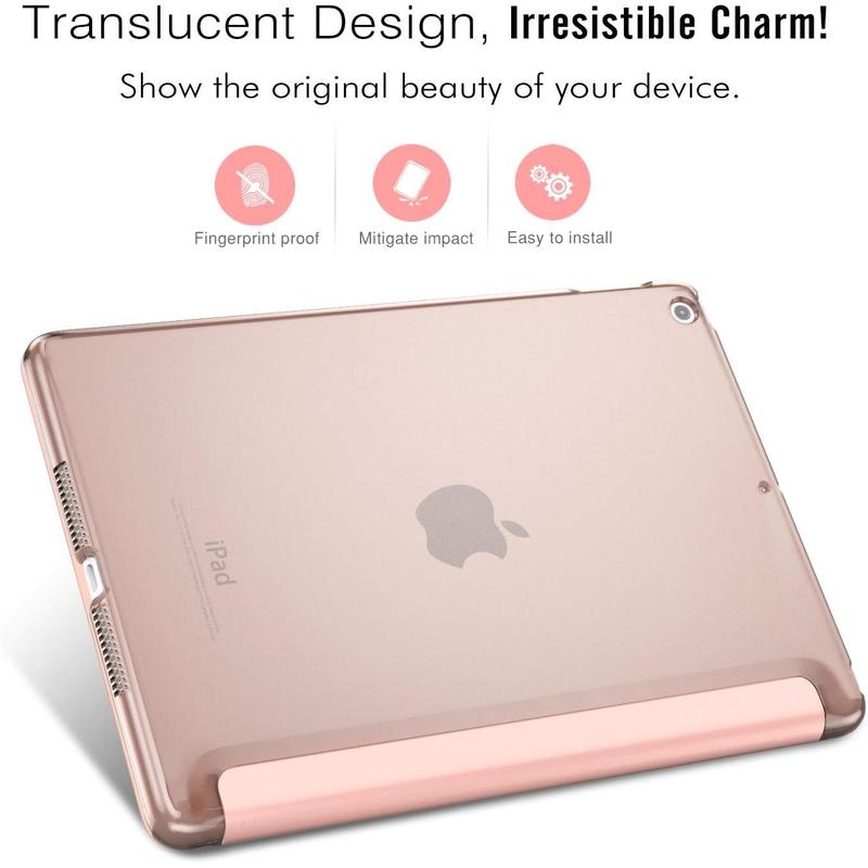 Case Fit 2018 2017 IPad 9.7 5th   6th Generation - Slim Lightweight Shell Stand Cover with Translucent Frosted Back Protector Fit  IPad 9.7 Inch 2018 2017, Rose Gold(Auto Wake Sleep) Computer Tablet Computer Tablet