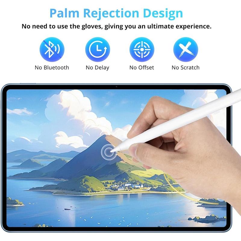 Stylus for Apple iPad Pencil 6th 7th 8th 9th 10th, iPad Air 3th 4th 5th, iPad Mini 5th 6th, iPad Pro 11 12.9 inch, Pen with Palm Rejection & Tilt Sensitivity, Magnetic and USB-C Charging