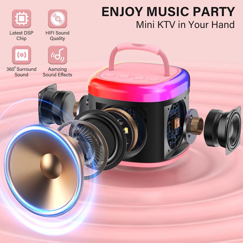 JYX D17 Mini Karaoke Machine with Wireless Microphones Mini Partybox