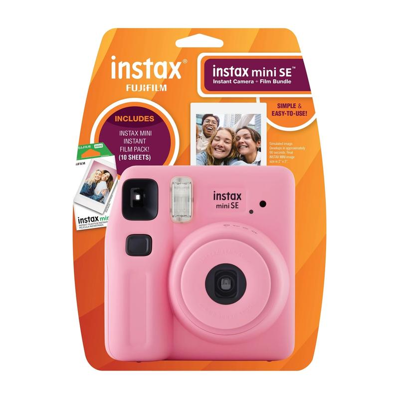 Fujifilm Instax Mini SE Instant Camera with Bonus 10 Pack Mini Film, Pink - Perfect Christmas Gift