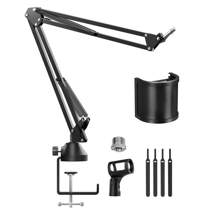 TONOR T10 Microphone Boom Arm with Extra-large Pop Filter for Various Microphones Accessories