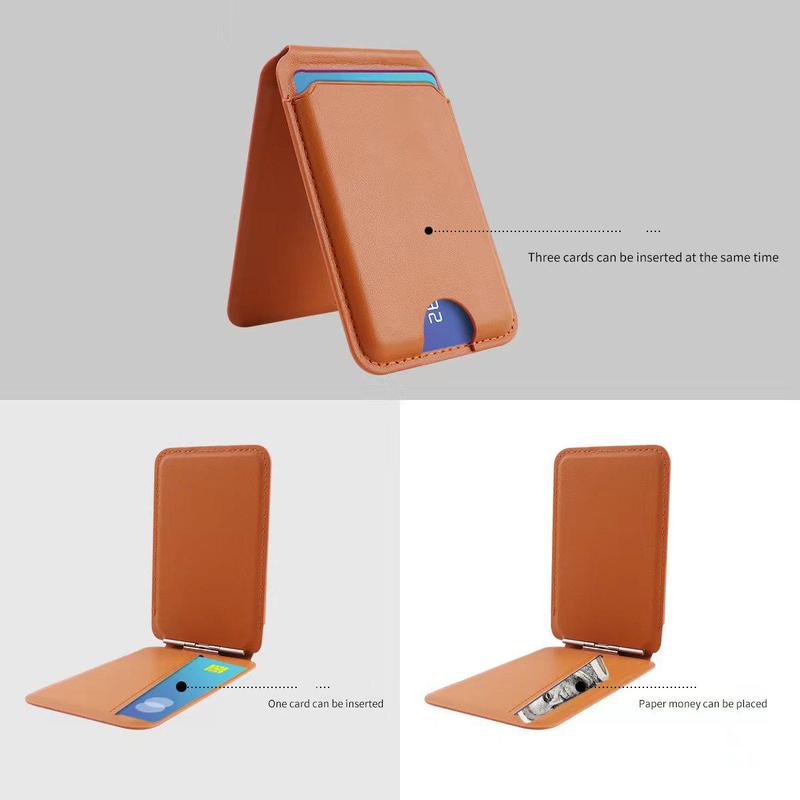 Magnetic Card Wallet Holder, PU Leather Phone Mount with Card Slot, Phone Accessories Compatible with iPhone 15 Pro Max 14 Pro 13 Pro