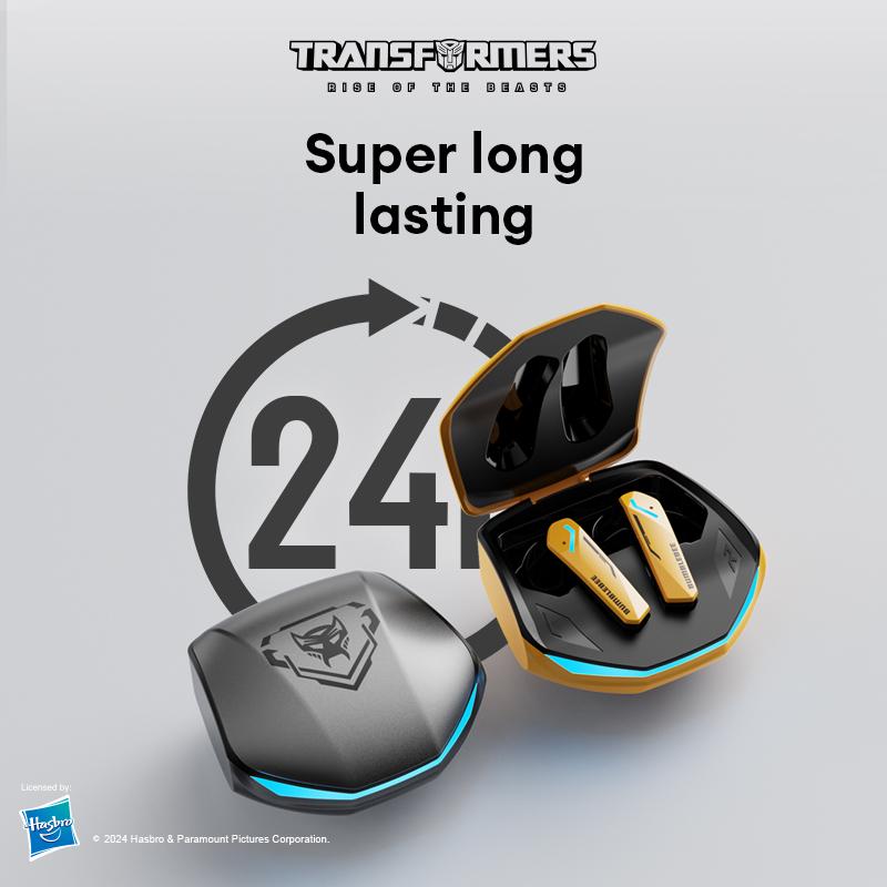 Transformers TF-T10 Wireless Earbuds Bluetooth 5.3 Headphones, Earbuds Noise Cancelling, Energy Saving, IPX5 Waterproof with Mic, Gaming Earbuds 60 Hrs Playtime, Compatible Android iOS Phone Black