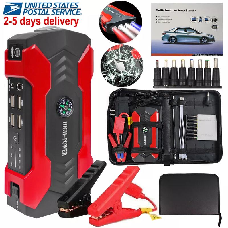 99800mAh Portable Power Station - Car Starter Battery Charger with Flashlight, Compass, and Emergency Power for Mobile Phones, Cars, Motorcycles, Yachts, and Outdoor Activities - Durable and Water-Resistant Design for Reliable Charging on-the-go