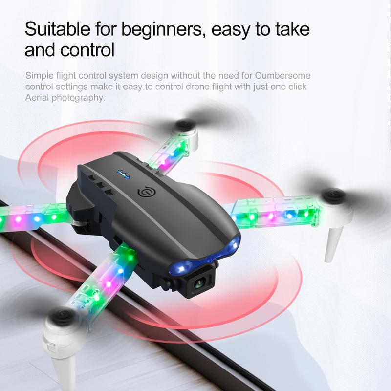 Mini Drone with Camera for KIds - 1080P HD FPV RC Quadcopter with 90° Adjustable Lens, Coloeful LED Lights, Gestures Selfie, One Key Start, 360° Flips,Toys Gifts RC Drone for Boys Girls Black