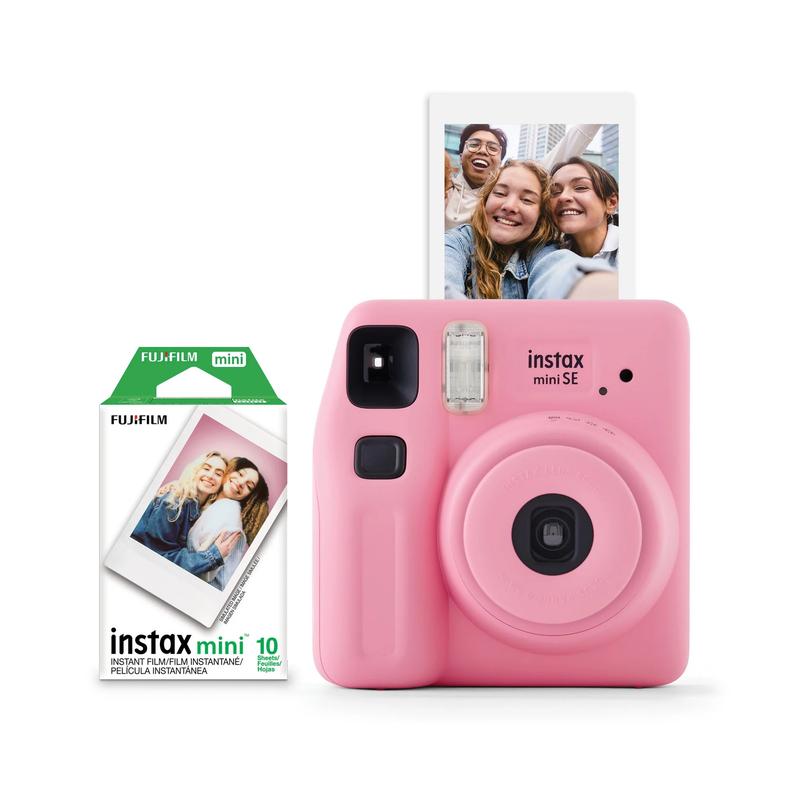 Fujifilm Instax Mini SE Instant Camera with Bonus 10 Pack Mini Film, Pink - Perfect Christmas Gift