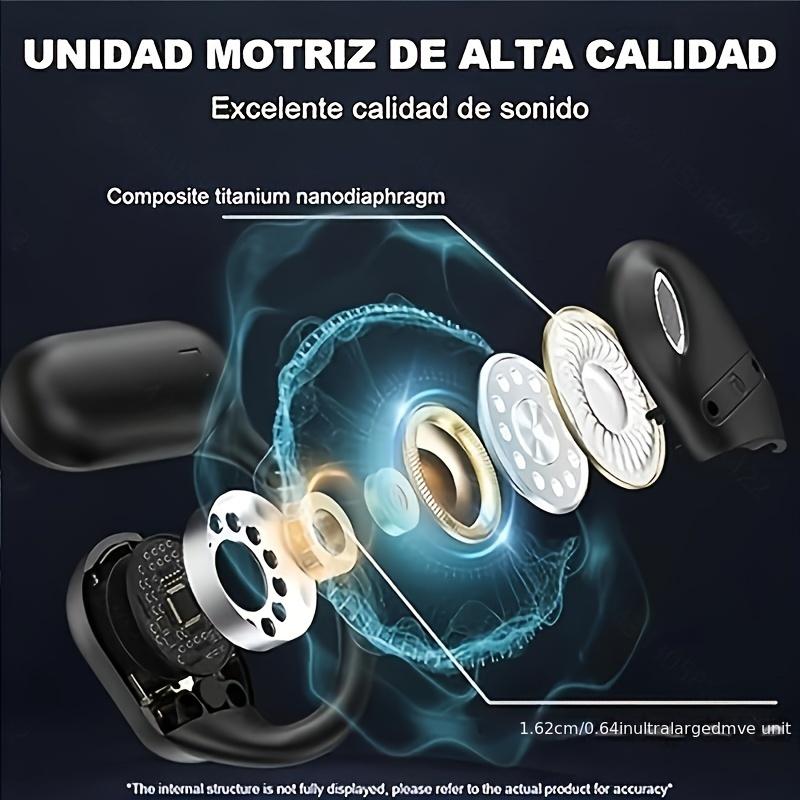 True Wireless Headphones Open Headphones, Bluetooth 5.4,Latest Style Headphones with Screen, 36 Hours Playback Time, Comes with Charging Compartment, Built-in Microphone, Long Range Connectivity, Black Friday