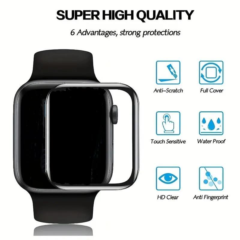 4-in-1 HD Glass Smart Watch Screen Protector Set, 1 Set Including 4 Smart Watch Screen Protectors with 2 Gift Accessories Compatible with Apple Watch