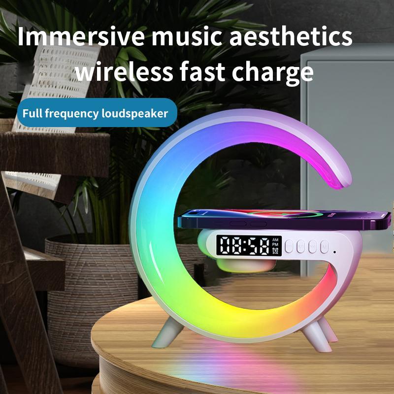 [Black Friday]Smart Home Essential: RGB Night Light & Wireless Speaker with Alarm, Rechargeable Battery, & Qi-Certified Charging Pad