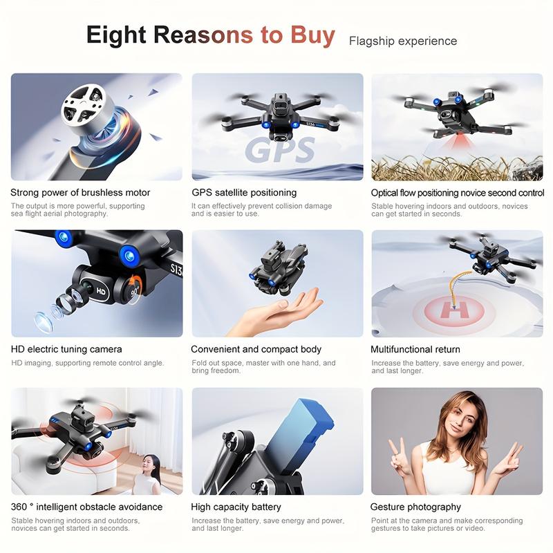 GPS Drone with 4K Camera for adults Beginner, Ult-Long Flight Time, Optical Flow, 5G Transmission Foldable FPV RC Quadcopter with Brushless Motors, No obstacle avoidance, GPS Auto Return Home, Intelligent Follow Me, Include 2 batteries and Handbag