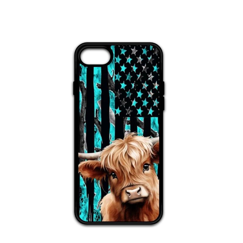 Highland Cow Flag Phone Case - Shockproof Protection for iPhone 16 15, 14, 13, 12, 11, X XS, XR, 8, 7, Pro, Plus, and Pro Max - Accessories