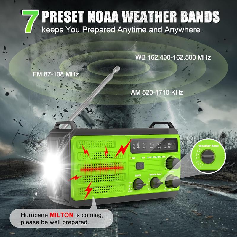 Emergency Radio Solar Hand Crank Emergency Radio: AM FM NOAA Weather Radio with Phone Charger, Flashlight & Reading Lamp, Headphone Jack, SOS Alarm for Home Survival Hurricane