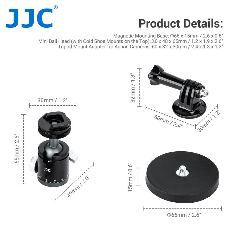 Magnetic Base Set with Strong Ball Head, 360° Rotatable Magnetic Camera Stand with 1 4