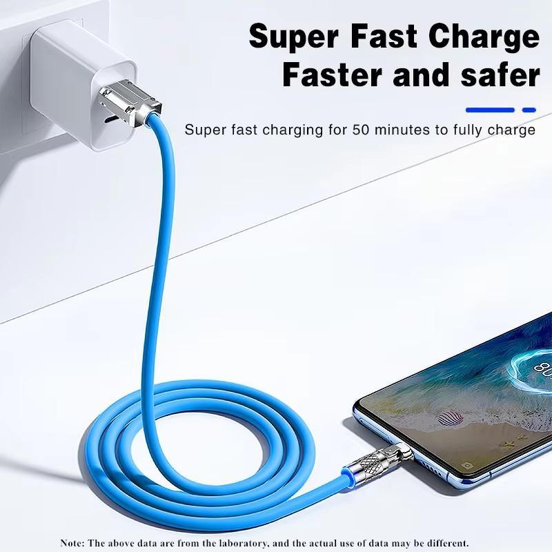 100W 6A USB Type C Elbow 180° Rotate Fast Charging Cable, USB C Data Cable, Charger Cable for iPhone 15 16 Pro Max Samsung S23 Xiaomi Huawei OPPO VIVO