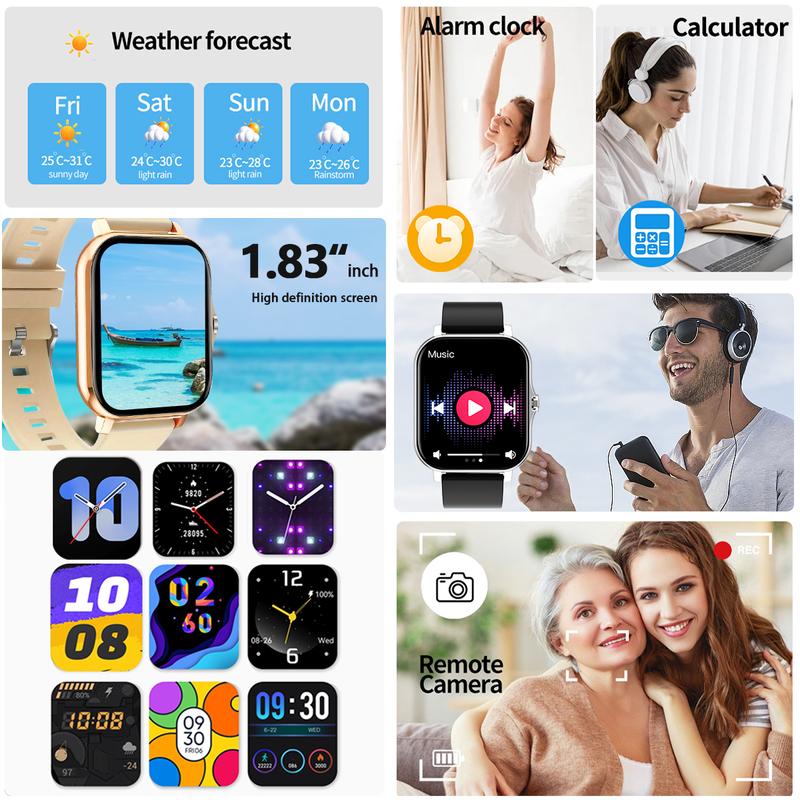 2024 HOT Smart watch, multifunctional smart watch, wireless call wireless music, message reminder, custom dial wallpaper and other functions, unisex, suitable for Android and iPhone phones.Christmas gifts, New Year gifts