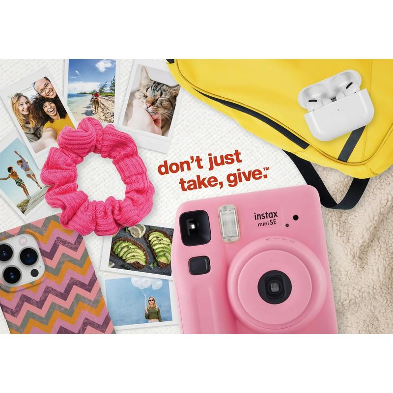 Fujifilm Instax Mini SE Instant Camera with Bonus 10 Pack Mini Film, Pink - Perfect Christmas Gift