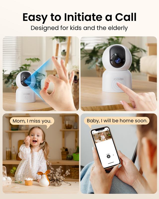 ZOSl WiFi Indoor Pan Tilt Smart Security Camera iphone ipad remote access best home security cameras best 2024 wireless wireless camera