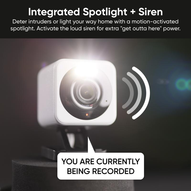 Wyze Cam v4   Wired 2K HD Smart Home Camera, Indoor Outdoor Use, Pet Baby Monitor Security, Spotlight Siren, Color Night Vision, Local Cloud Storage