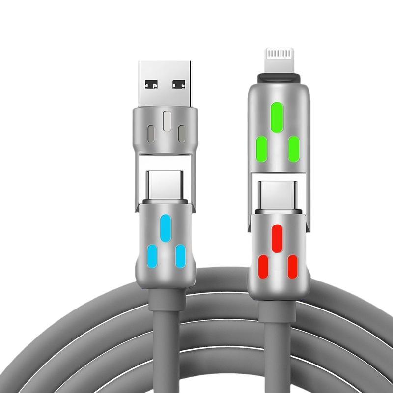 4-in-1 Multi USB Charging Cable with USB A,Type C, Lightning -MAX 240W Fast Charging & Data Sync for iPhone 16 15, iPad Pro, Samsung & Laptops