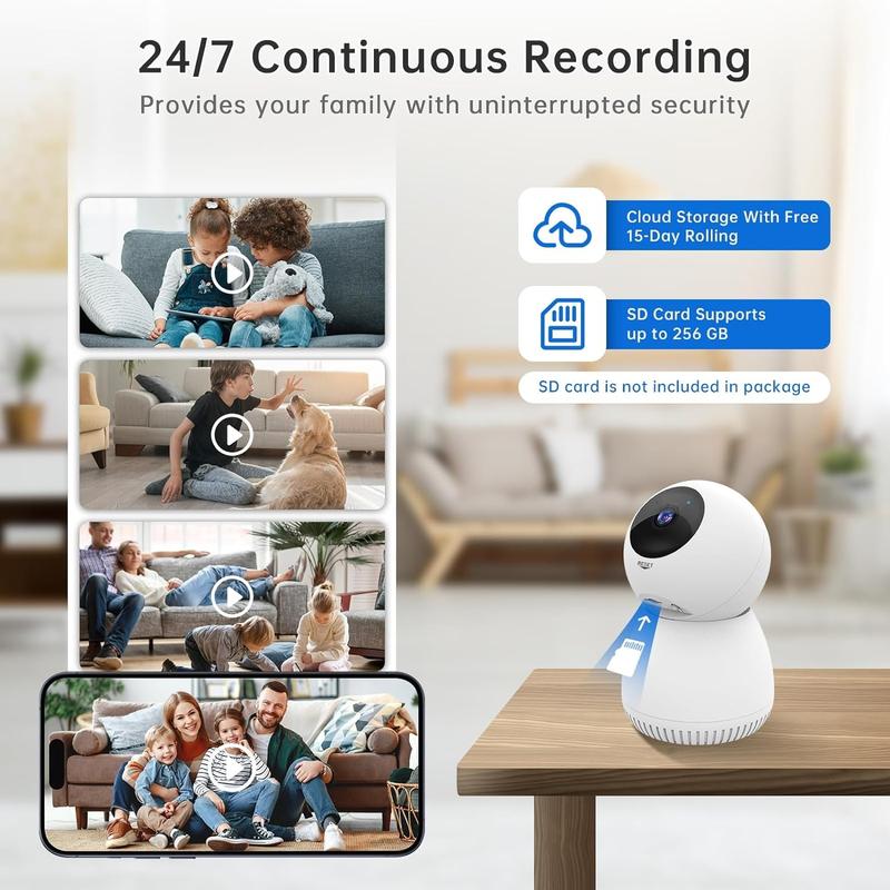 Smart Home Camera, 2 Megapixel Camera, 5G 2.4G Camera with Night Vision, Motion Detection for Pet Monitor Security，2-way Audio Cable