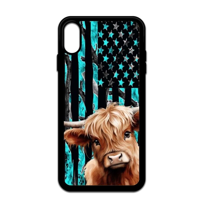 Highland Cow Flag Phone Case - Shockproof Protection for iPhone 16 15, 14, 13, 12, 11, X XS, XR, 8, 7, Pro, Plus, and Pro Max - Accessories