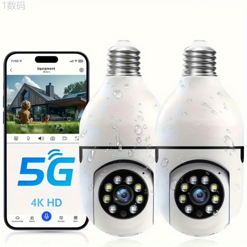 4K Bulb Security Outdoor Wireless 5G And 2.4GHz WiFi 4K HD Bulb Indoor, 360° Panoramic Home Security, Intelligent Motion Detection And Alarm, Two-way Audio, Full-color Night Vision Indoor outdoor Intelligent Anti-theft APP Con Waterproof