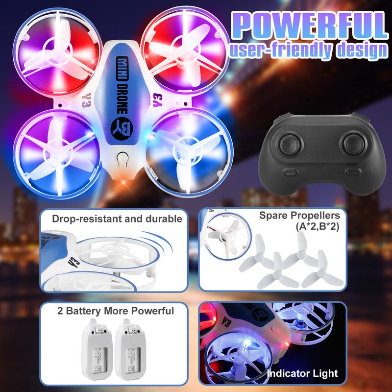 Mini Drone for Kids with Multicolor LED Lights, Long Flight Time, 3 Speed Modes, 360° Flip, Easy to Control, Safe for Beginners, USB Rechargeable, Lightweight