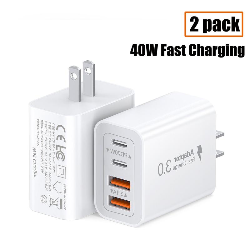 40W USB C Charger Cube 4 Port PD+QC Power Adapter Wall Plug Fast Charging Block Multiport Brick Type C Box for iPhone 16 15 Pro Max 14 13 12 SE SE X, iPad, Airpods, iwatch, Samsung Galaxy Christmas Gifts