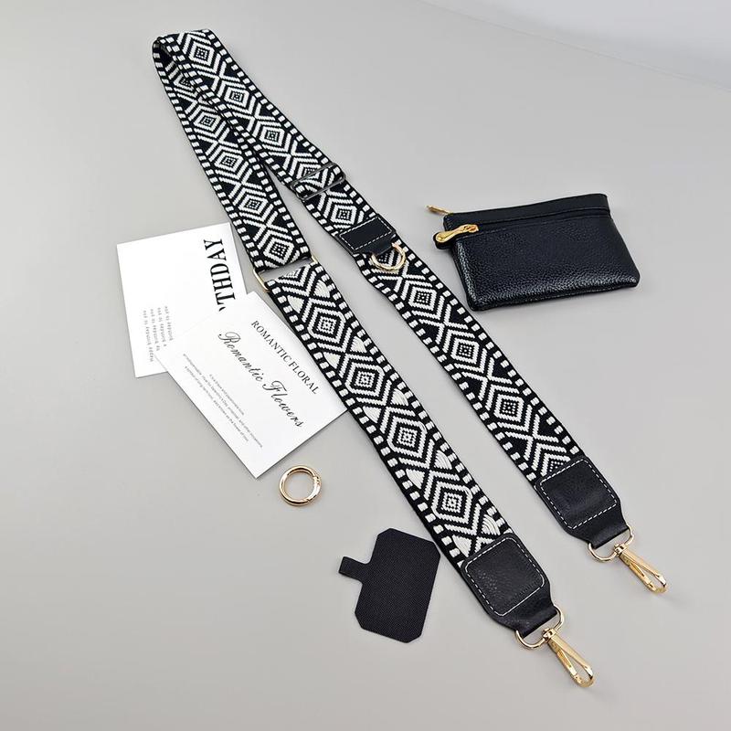 Geometric Pattern Phone Lanyard with Card Holder, 1 Count Adjustable Crossbody Phone Neck Strap, Phone Wrist Strap, Phone Accessories for Women & Men