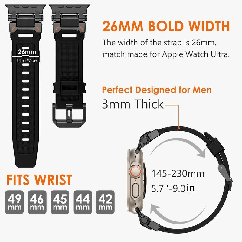 Silicone Watch Band, Comfortable Band, Replacement Watch Band for Apple Watch Ultra 2 Ultra 49mm, Smart Watch Accessories for Men