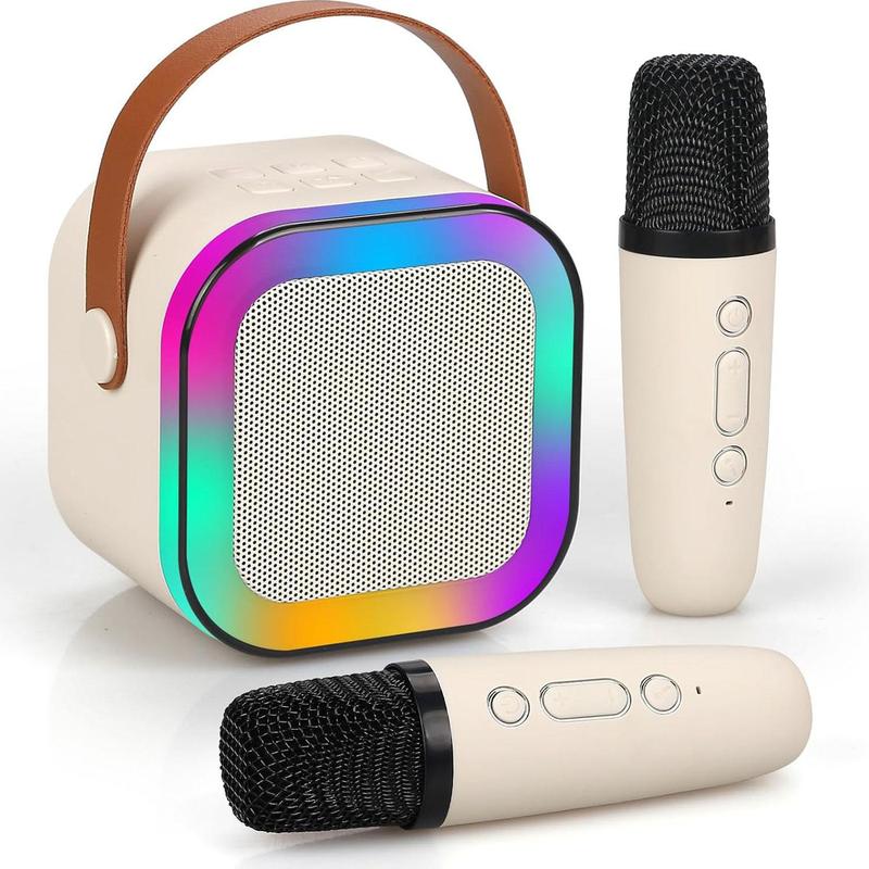 Fall portable wireless karaoke speaker with microphone, hifi stereo sound subwoofers, KTV speaker subwoofer with RGB colorful LED lights, karaoke machine sound system for outdoor sports travel, audio device, room accessories