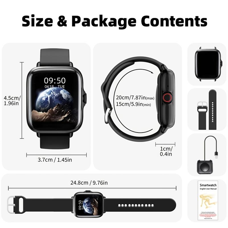 Waterproof Smart Watch, 1.83-Inch Full Touch Screen Display, with Messages, Answering Calls, Smart Watch, Sleep Monitoring, Sports Pedometer, Information Reminder, Suitable for iPhone Android Phones, Smart Bracelet, women's Men's Fitness Watch, Friend Gif