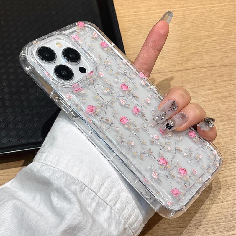 Floral Pattern Phone Case, Anti-drop Cellphone Protective Case, All-inclusive Shockproof Mobile Phone Cover for iPhone 15 Pro Max 14 13 12 11