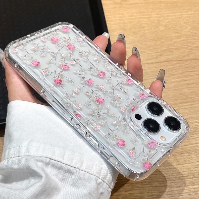 Floral Pattern Phone Case, Anti-drop Cellphone Protective Case, All-inclusive Shockproof Mobile Phone Cover for iPhone 15 Pro Max 14 13 12 11