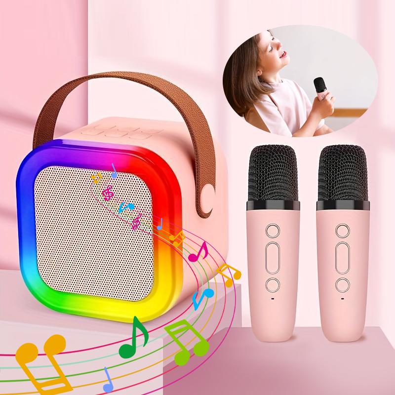 [BLACK FRIDAY]  Portable Mini Wireless Speaker with 2 Wireless Microphones, Rechargeable RGB Light Speaker Set,Sound Home Karaoke Bluetooth-compatible Speaker Set for Home Party Birthday