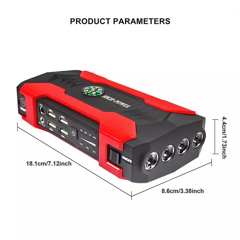 99800mAh Portable Power Station - Car Starter Battery Charger with Flashlight, Compass, and Emergency Power for Mobile Phones, Cars, Motorcycles, Yachts, and Outdoor Activities - Durable and Water-Resistant Design for Reliable Charging on-the-go