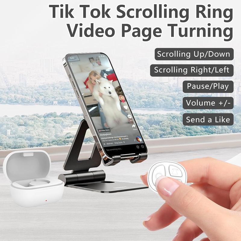 TikTok Scrolling Ring Bluetooth Camera Remote Control Scroller Ring Auto Clicker for Live TIK Tok Scrolling Ring for iPhone Android Selfie Button