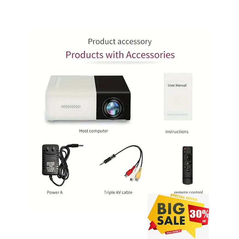 HD Projector, Portable Outdoor Mini Movie Projector, Compatible With USB, AV, TV Box, Laptop, Android IOS, Memory SD Card - Enhance Your Movie, TV And Game Experience For Office School Conference