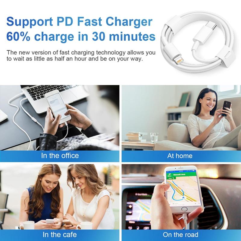 35W PD Fast Charger With 6FT USB C to iOS Cable for iPhone, Super Fast USB C Charger for iPhone 14 Pro Max 13 Pro 12 11 X XS 8 7 6 Fast Charging Charger Cable Set Cellphone Devices