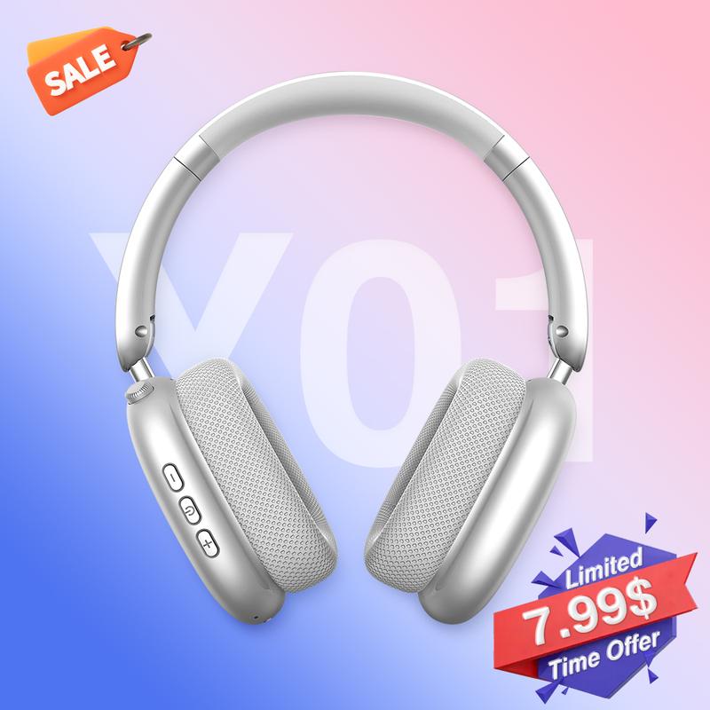 Y01 Wireless Noise Cancelling Headphones with Bluetooth 5.3, 48-Hour Battery Life, Foldable Design, Hi-Res Audio, Soft Memory Foam Earpads for Ultimate Comfort, and Built-in Microphone for Clear Calls