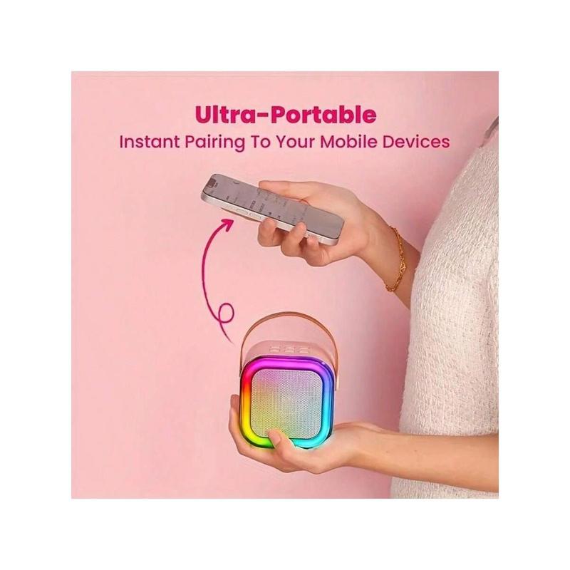 Portable Mini Karaoke K12 Speakers With Two Microphone Song Radios All-In-One RGB Lantern Home Singing Karaoke Wireless Outdoor Speakers Audio Connection Plug Smartphone