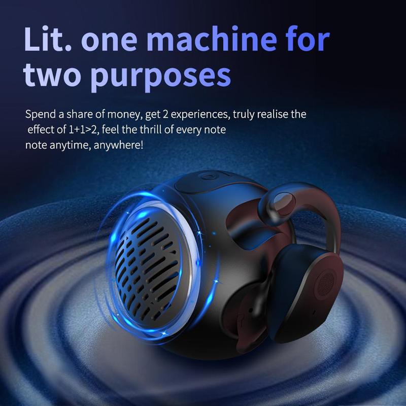 Portable Wireless Speaker with Earbuds, 2-in-1 Speaker & Open Ear Headphone, Waterproof Sports Speaker with Earbuds for Sports Work Camping