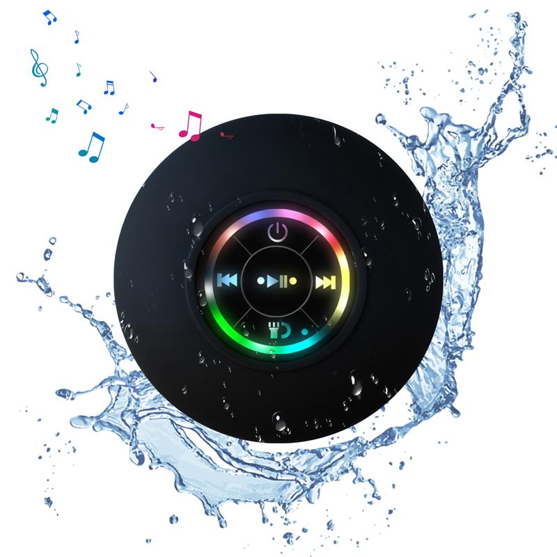 Mini Wireless Speaker, Waterproof Suction Cup USB Rechargeable Speaker with LED Light, Portable Wireless Bluetooth 5.0 Speaker for Shower, Bathroom, Outdoor Sports, Thanksgiving Christmas Gifts