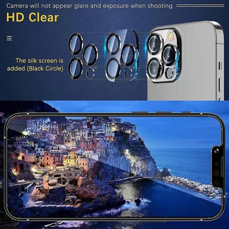 Mobile Phone Lens Protector, Tempered Glass Cellphone Camera Lens Protective Film, Phone Accessories, Anti-scratch Smartphone Lens Protector Compatible with iPhone 11 12 13 14 15 Pro Max